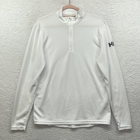 Helly Hansen Pullover Mens Small White 1/4 Zip Performance Long Sleeve HH Logo - Picture 1 of 10